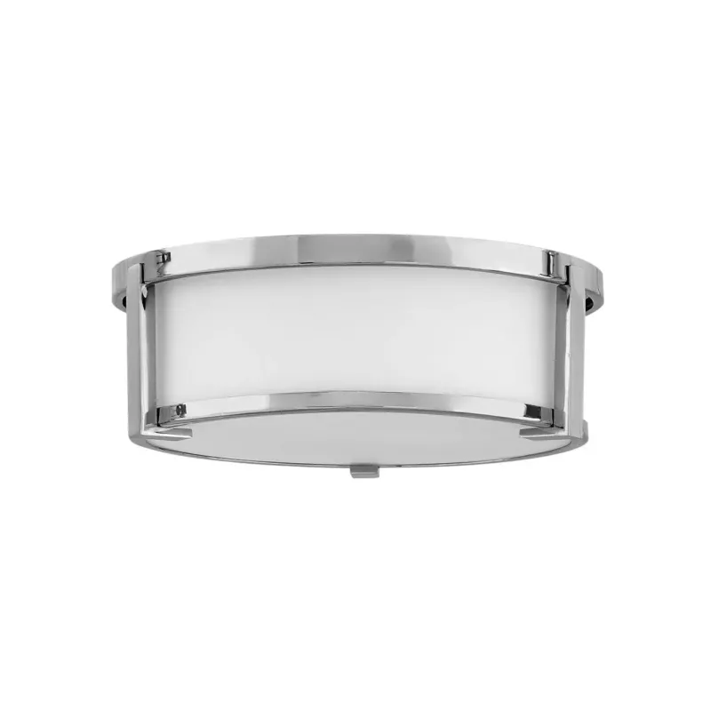 Lowell 13" Etched Opal Flush Mount | Chrome