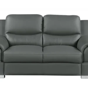 37" Chic Grey Leather Loveseat By Homeroots | Loveseats | Modishstore