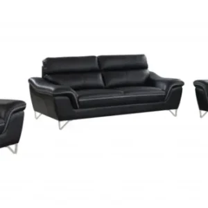 108" Charming Black Leather Sofa Set By Homeroots | Sofa Set | Modishstore