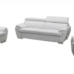 114" Captivating White Leather Sofa Set By Homeroots | Sofa Set | Modishstore