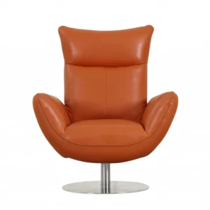 43" Orange Contemporary Leather Lounge Chair By Homeroots | Accent Chairs | Modishstore