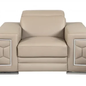29to 38" Modern Beige Leather Chair By Homeroots | Accent Chairs | Modishstore