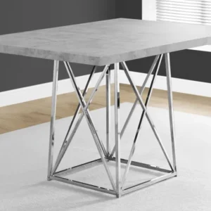 Grey Particle Board And Chrome Metal Dining Table By Homeroots | Dining Tables | Modishstore