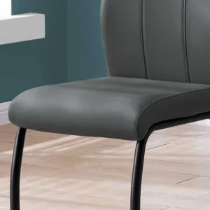 Grey Black Foam Metal Leather Look Dining Chairs 2Pcs By Homeroots | Dining Chairs | Modishstore