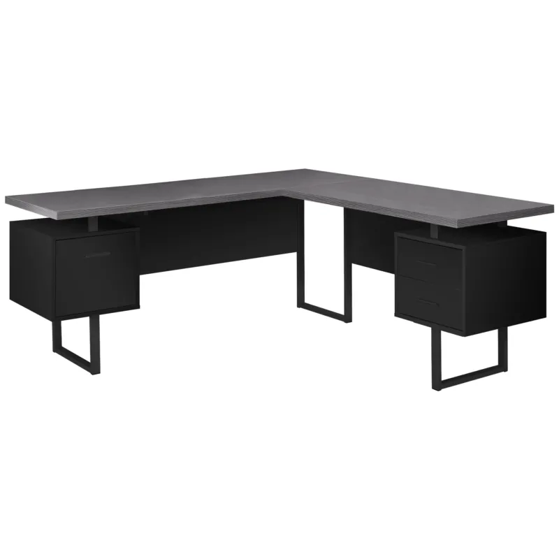 Black Grey Particle Board Hollow Core Metal Computer Desk By Homeroots - 333530 | Desks | Modishstore