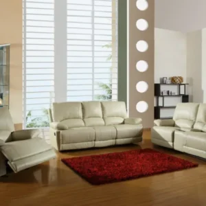 Three Piece Beige Leather Match Six Person Seating Set By Homeroots | Sofa Set | Modishstore