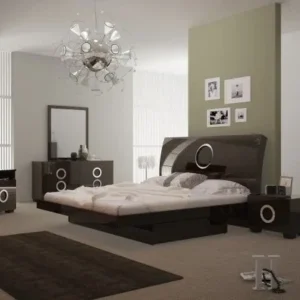 4Pc Eastern King Modern Wenge High Gloss Bedroom Set By Homeroots | Bedroom Sets | Modishstore