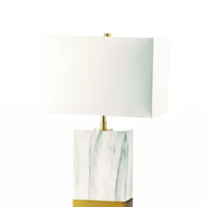 White Marble & Gold Table Lamp By Homeroots | Table Lamps | Modishstore