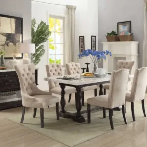 White Marble Weathered Espresso Wood Dining Table By Homeroots | Dining Tables | Modishstore