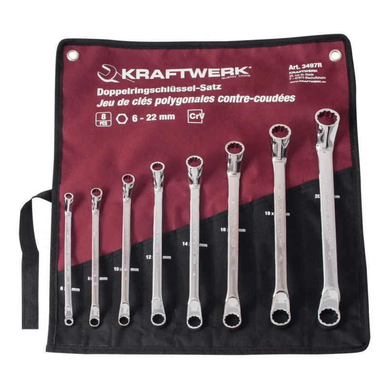 KRAFTWERK 22 mm PRO LINE Doppel-Ringschlüssel Set, gekröpft, 6- 8-tlg - KW-3497R