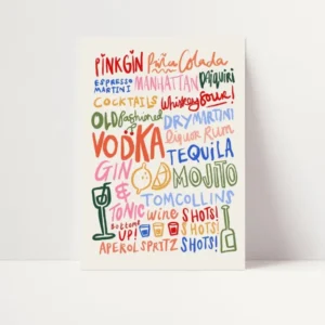Cocktails | Drinks Type Poster | UNFRAMED
