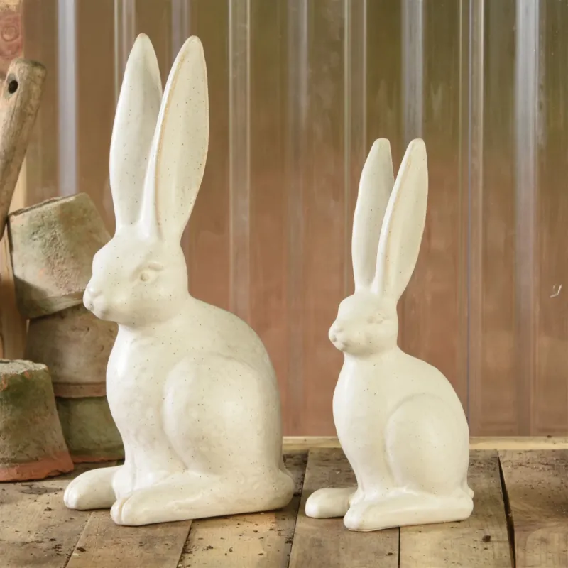 Sitting Hare, Ceramic - Large - Matte White Set Of 4 By HomArt | Ornaments | Modishstore