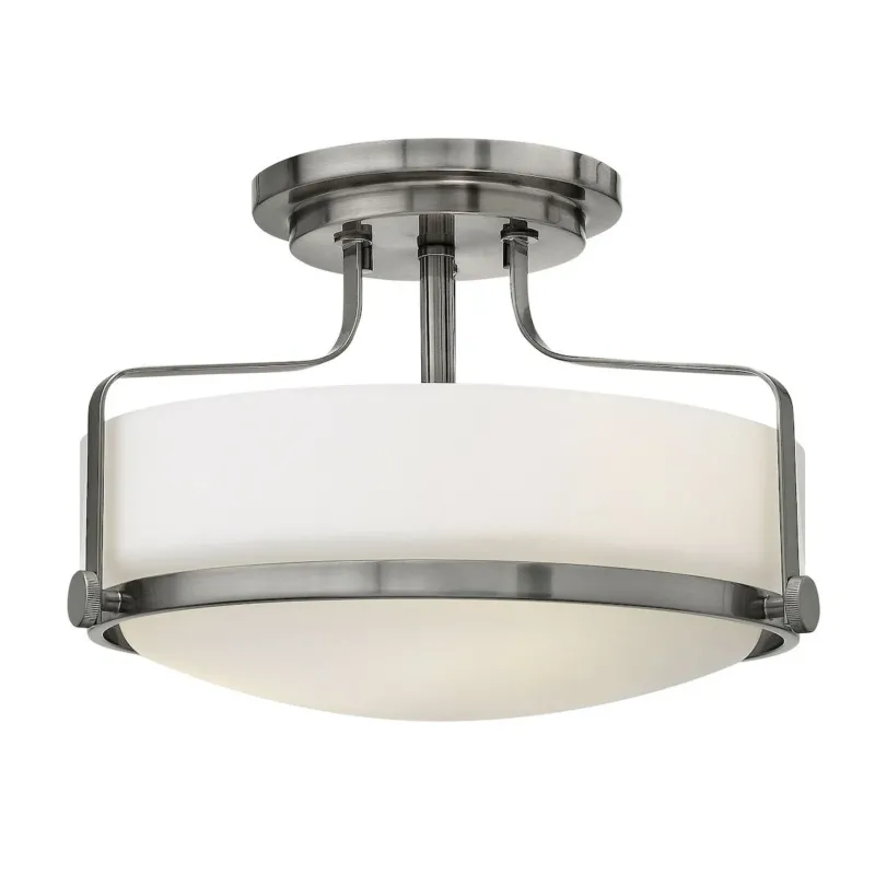 Harper 15" Etched Opal Semi-Flush Mount | Brushed Nickel