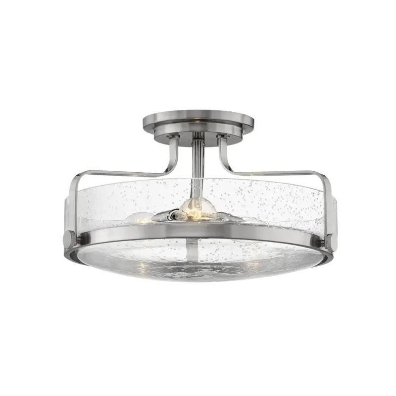 Harper 18" Seedy Glass Semi-Flush Mount | Brushed Nickel