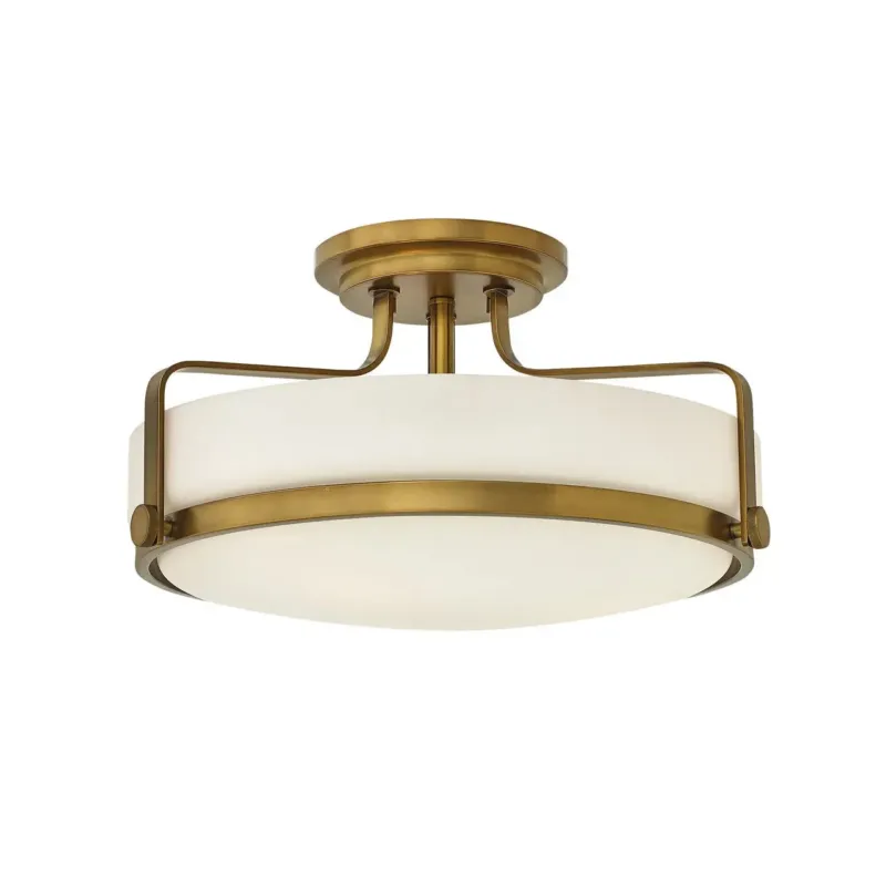 Harper 18" Etched Opal Semi-Flush Mount | Heritage Brass
