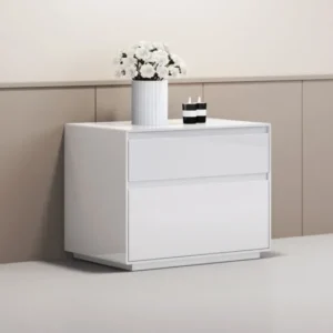 Simplistic White Gloss 2 Drawer Nightstand By Homeroots | Nightstands | Modishstore
