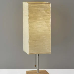 Wildside Paper Shade with Natural Wood Table Lamp By Homeroots | Table Lamps | Modishstore