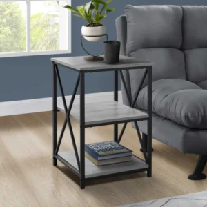 26" Rectangular Grey Black Metal Accent Table By Homeroots | End Tables | Modishstore
