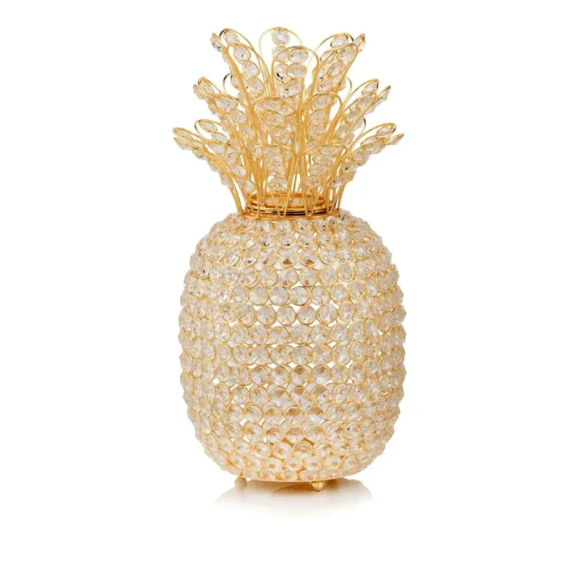 15" Gold Pineapple Faux Crystal Sculpture By Homeroots | Sculptures | Modishstore