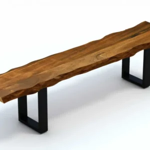71" Live Edge Acacia Wood Bench with Black Metal Legs By Homeroots - 379792 | Benches | Modishstore