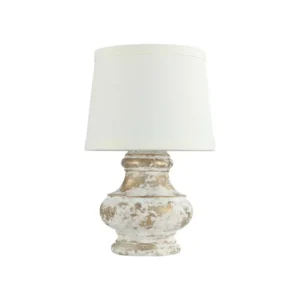 Distressed White and Gold Accent Lamp By Homeroots | Table Lamps | Modishstore