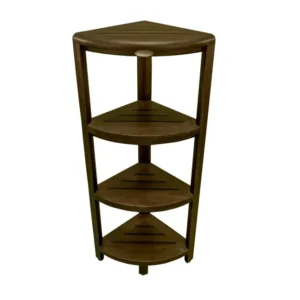 Dark Brown 38" Curvilinear Corner Four Tier Shower Shelf By Homeroots | Shelves & Shelving Units | Modishstore
