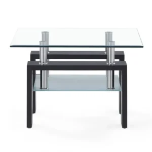 Dark Walnut legs End Table with Rectangular Clear Glass Top By Homeroots | End Tables | Modishstore