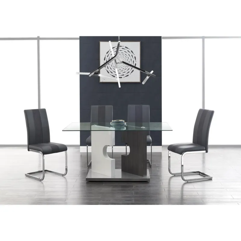Set Of 4 Grey Two Toned Dining Chairs With Silver Tone Metal Base By Homeroots | Dining Chairs | Modishstore
