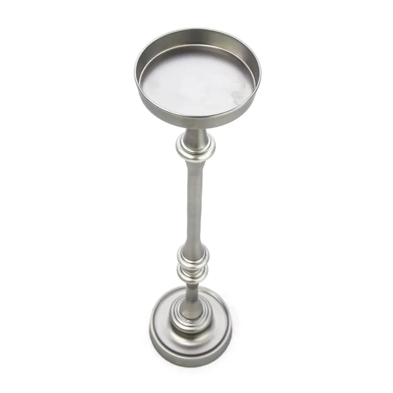 Brushed Silver Finish Drink Size Accent Table By Homeroots | End Tables | Modishstore
