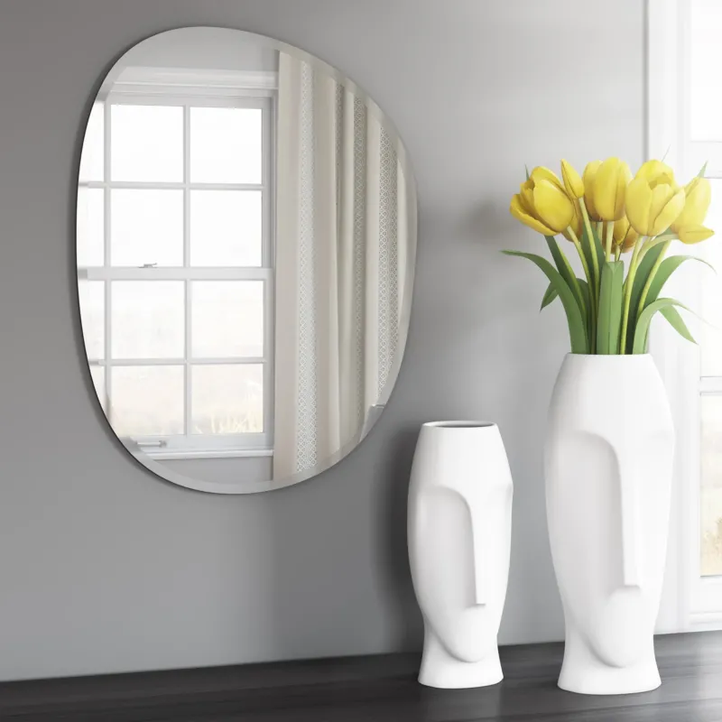 Oval Asymmetrical Frameless Mirror By Homeroots | Mirrors | Modishstore