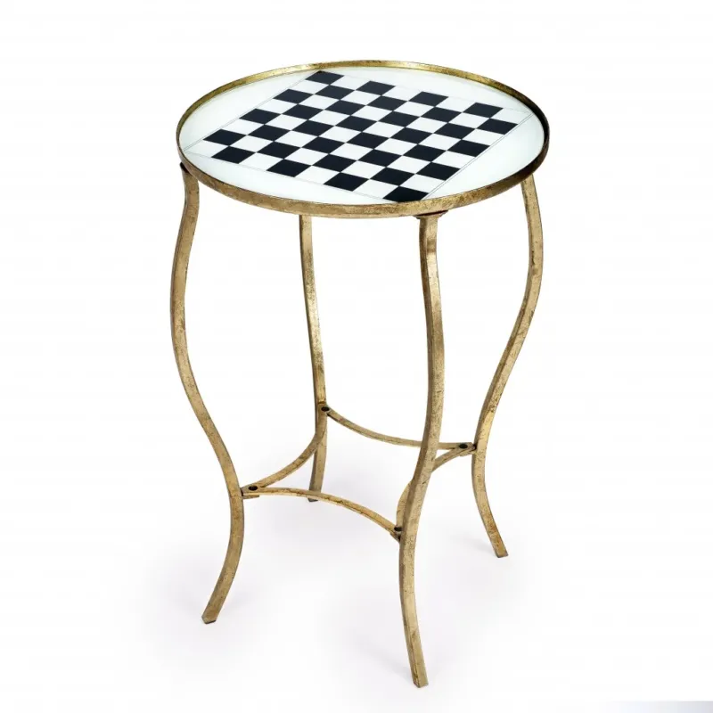 Antique Gold Black and White Game Table By Homeroots | Coffee Tables | Modishstore