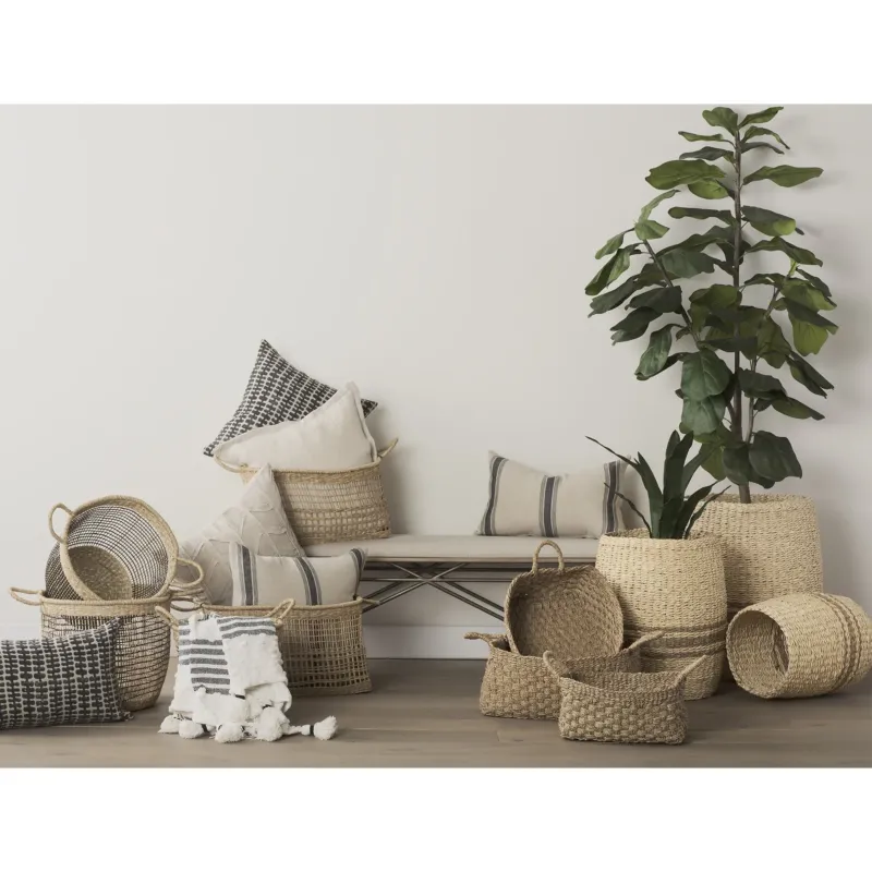 Set of Two Brown Wicker Storage Baskets By Homeroots | Bins, Baskets & Buckets | Modishstore