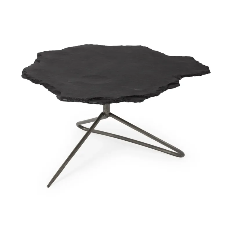 Black Slate Iron Framed Coffee Table By Homeroots | Coffee Tables | Modishstore