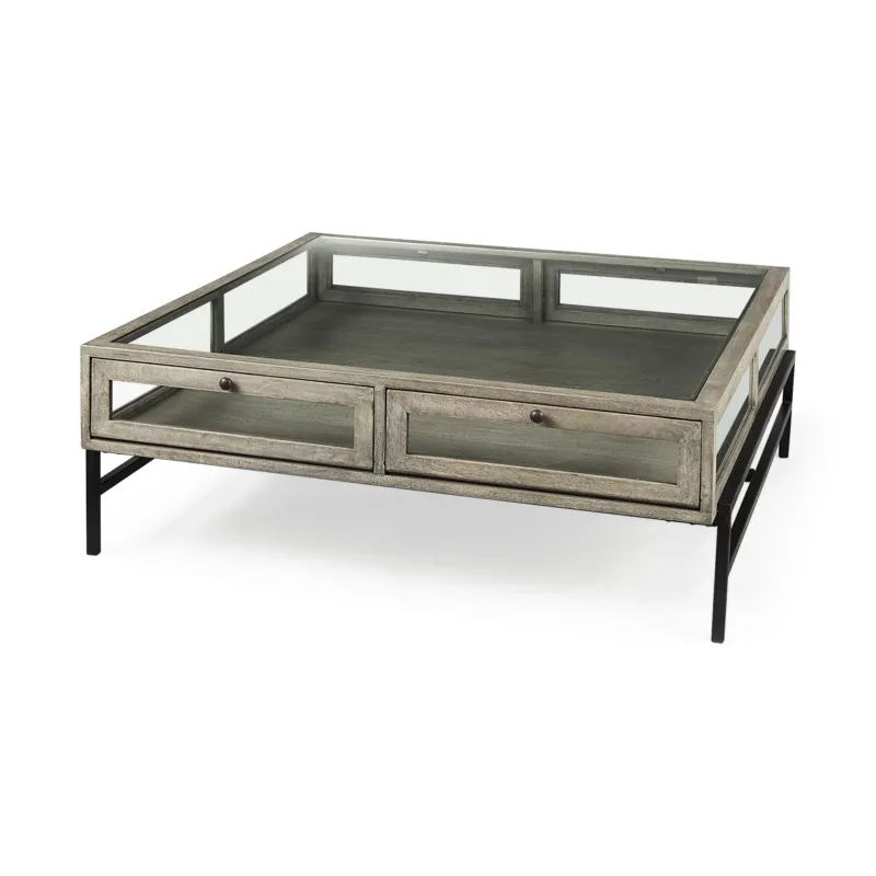 Rustic Gray Brown Shadowbox Coffee Table By Homeroots | Coffee Tables | Modishstore