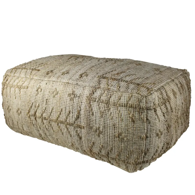Natural Hemp Textured Rectangle Pouf By Homeroots | Poufs | Modishstore