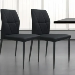 Set of Four Tufted Black Upholstered Fabric Dining Side Chairs By Homeroots | Dining Chairs | Modishstore - 1