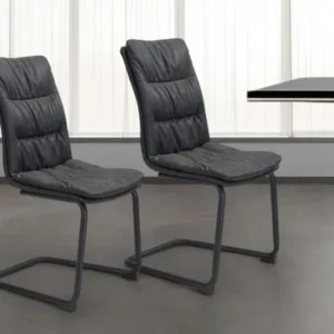 Set of Two Tufted Black Upholstered Faux Leather Dining Side Chairs By Homeroots | Dining Chairs | Modishstore - 1