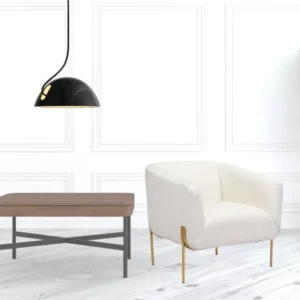 31" Ivory and Gold Textural Upholstered Accent Armchair By Homeroots | Armchairs | Modishstore