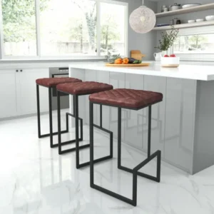 30" Brown And Black Steel Backless Bar Height Chair With Footrest By Homeroots | Bar Stools | Modishstore