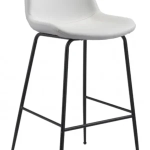 43" White And Black Steel Low Back Bar Height Chair With Footrest By Homeroots | Bar Stools | Modishstore