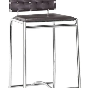 Set Of Two 39" Espresso And Silver Low Back Counter Height Bar Chairs With Footrest By Homeroots | Bar Stools | Modishstore