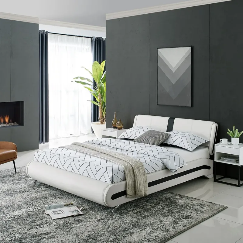 White Platform King Bed By Homeroots - 397014 | Beds | Modishstore