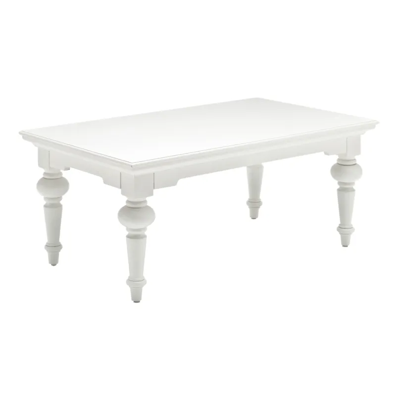 47" Classic White Manufactured Wood And Solid Wood Rectangular Coffee Table By Homeroots | Coffee Tables | Modishstore