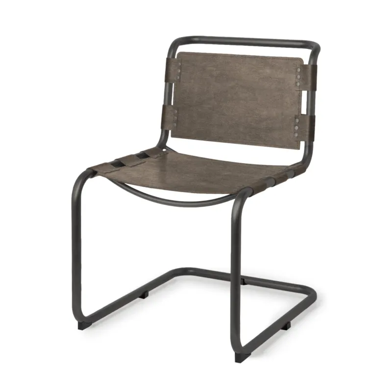Set Of 2 Dark Brown Leather Dining Or Side Chairs By Homeroots | Dining Chairs | Modishstore