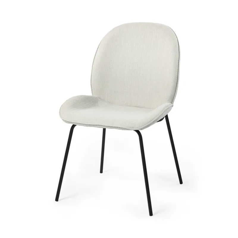 Black And White Flaired Seat Fabric Dining Chair By Homeroots | Dining Chairs | Modishstore