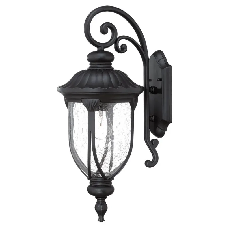 XL Matte Black Cast Aluminum Glass Lantern Wall Sconce By Homeroots | Lanterns | Modishstore