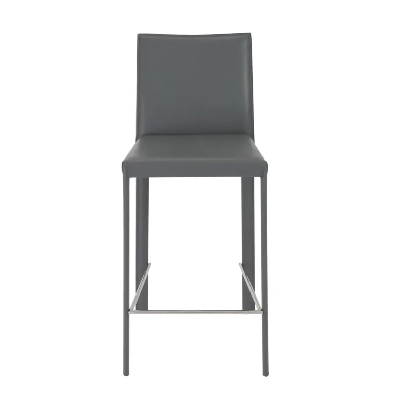 Set Of Two 37" Gray Steel Low Back Counter Height Bar Chairs With Footrest By Homeroots | Bar Stools | Modishstore
