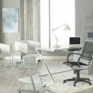43" Chrome and Black Round Bungee High Back Office Chair By Homeroots | Office Chairs | Modishstore