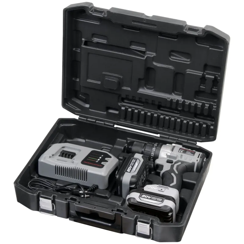 KRAFTWERK Akku-Schlagbohrmaschine 20V 4Ah – 100 Nm Drehmoment, inkl. 2 Akkus & Ladegerät im Koffer - KW-404.000.006