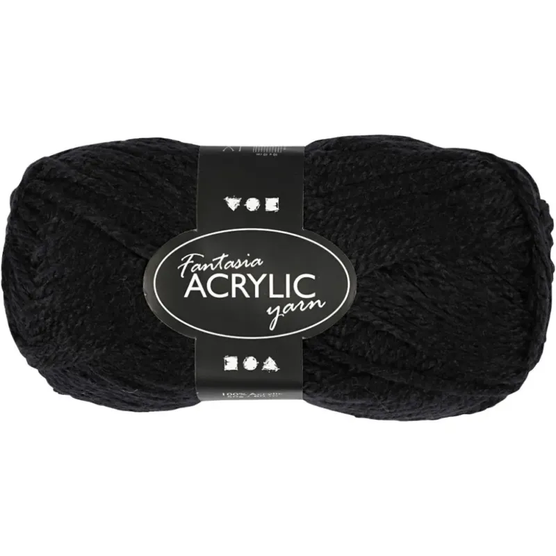 Creativ Fantasy Acrylic Yarn - Black (50g)